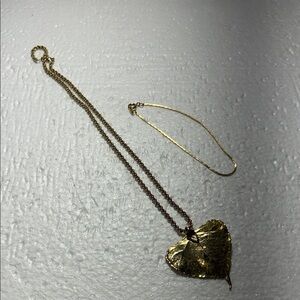 Gold Heart Pendant Necklace with bracelet